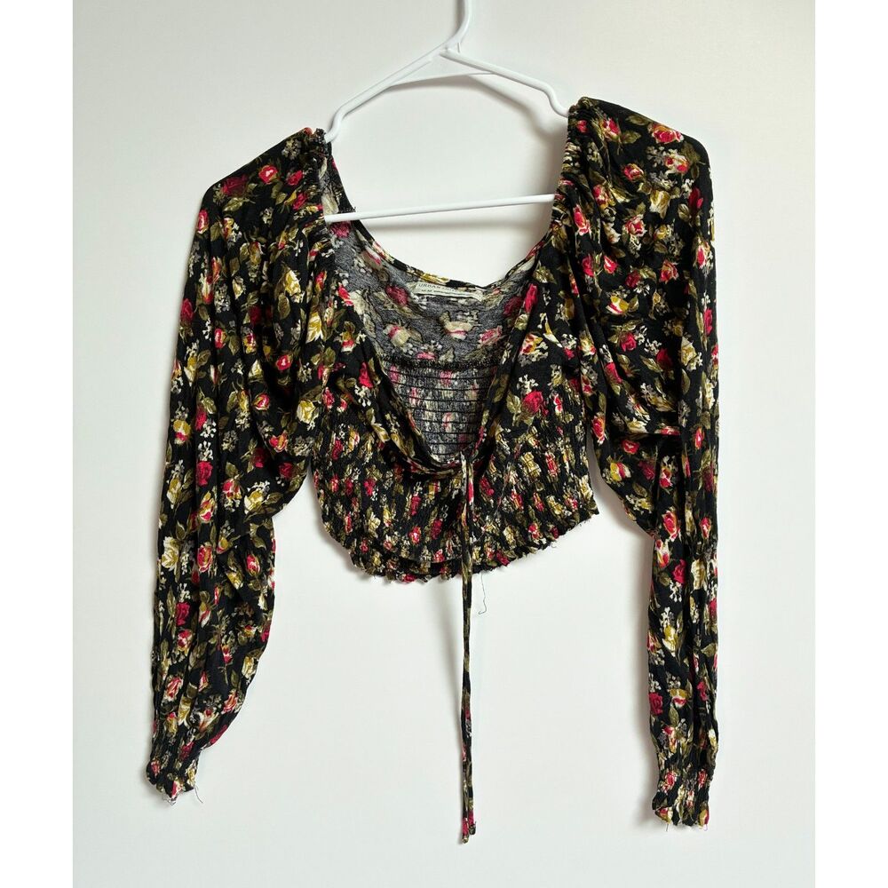 Urban Outfitters Floral Cropped Long-Sleeve